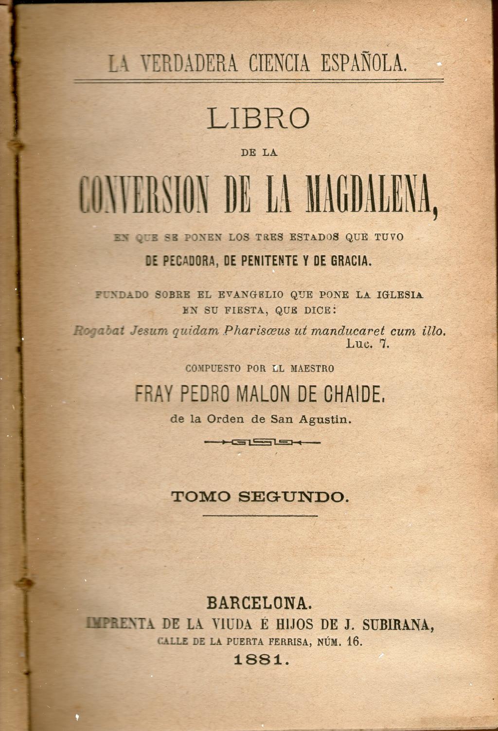 Coberta de Libro de la conversión de la Magdalena (Tom II)